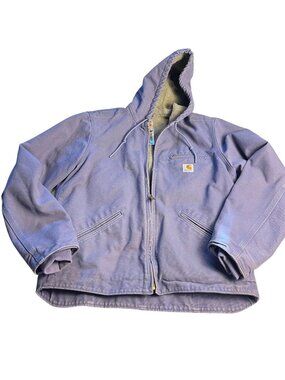 Carhartt Womens M faded lavender Purple Hooded Sherpa-Lined Canvas Jacket WJ141